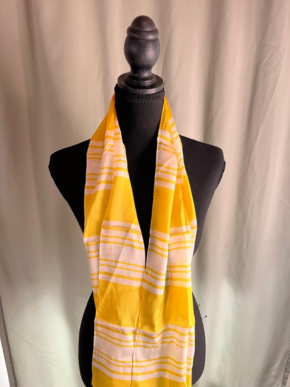 Yellow Striped Lightweight Silky Scarf - Women's Accessory